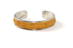 Bangle - open ended (Sunny) Ostrich skin and nickel metal - mustard ostrich skin