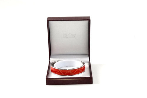 Bangle - open ended (Sunny) Leather & metal in nickel shown gift boxed