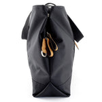 Felicity  Black nylon light tan ostrich leg leather large tote bag zip end