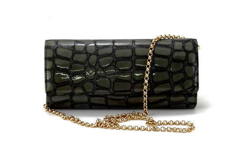 Leah  Grey foil coated leather ladies small clutch bag