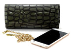 Leah  Grey foil coated leather ladies small clutch bag