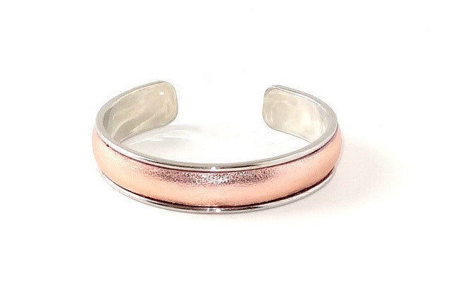 Bangle - open ended (Sunny) Sheep skin with nickel metal jewellery - pink metallic colour