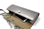 Kate Silver zig zag textured leather ladies evening clutch bag inside view