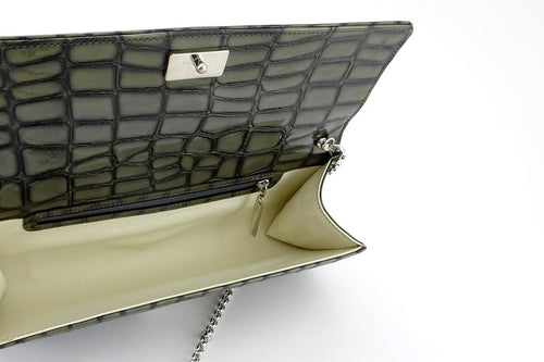 Meredith  Grey foil leather ladies clutch bag inside view