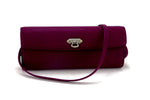 Kate Purple textured leather ladies evening clutch bag with leather shoulder strap