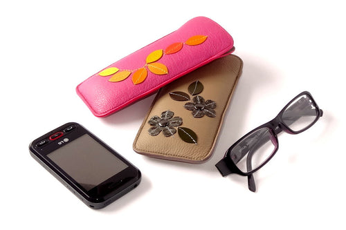 Glasses/mobile phone soft case Decorated leather