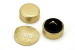 Ring Box round  Gold metallic sheep skin leather showing monograming