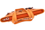 Tote bag- medium - (Emily) Pale orange designer bag with flower detail - top zip view