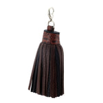 Tassels leather black and brown crocodile print