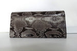 Caitlin  Grey snake print leather Persian blue internal ladies purse back pocket view