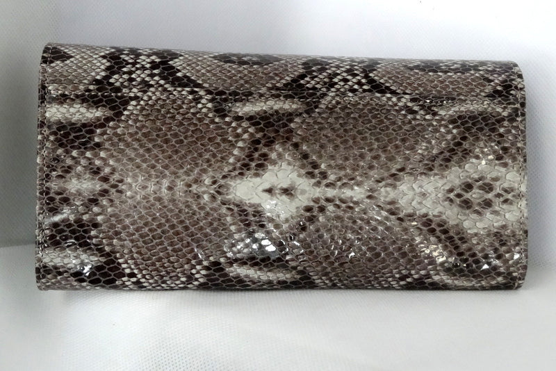 Caitlin  Grey snake print leather with cream internal ladies purse back pocket view