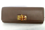 Meredith  Grape leather oversized clasp ladies clutch bag front