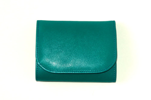 Dorothy  Trifold purse - Teal leather ladies small wallet front view