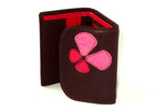 Dorothy  Trifold purse - Brown leather pink butterfly ladies wallet