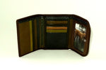 Dorothy  Trifold purse - Olive brown leather ladies wallet inside picture window
