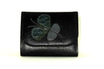 Dorothy  Trifold purse - Black leather Butterfly detail ladies wallet