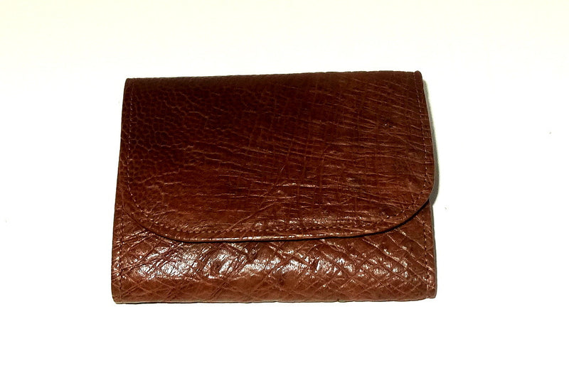 Dorothy  Trifold purse - Brown ostrich skin leather ladies wallet front view
