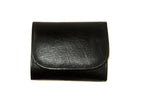 Dorothy  Trifold purse - Black leather purple inside ladies wallet front view