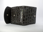 Anne  Grey leather heavily textured print ladies purse