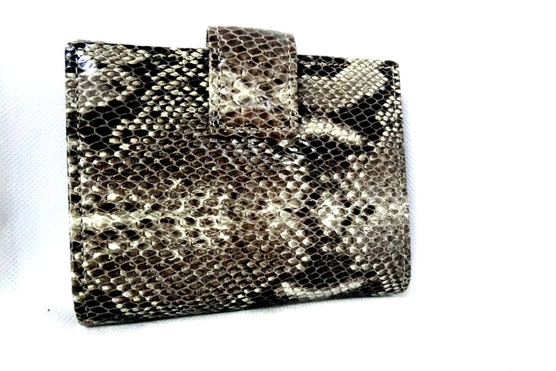 Anne  Leather snake print dark grey internal ladies purse back view