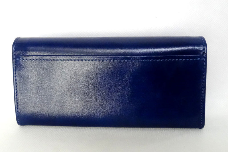 Caitlin  Royal blue leather with rojo ostrich leg detail ladies purse back view