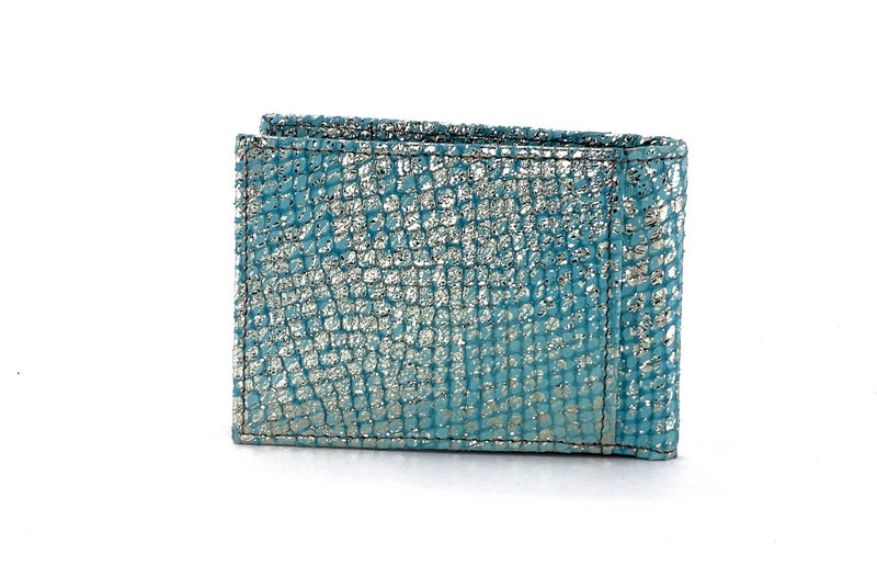 Tristan  Mermaid blue metallic leather small men's wallet back view