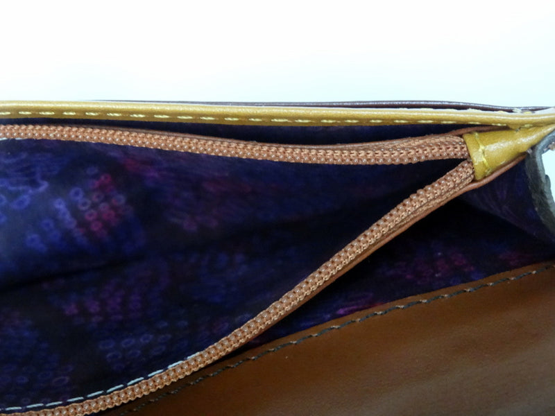 Caitlin  Brown ostrich ladies purse showing zip coin section