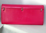 Caitlin  Pink leather with flower, pearls & skull detail ladies purse back pocket view