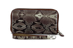Victoria  Grey snake print leather ladies zip around purse view side 2