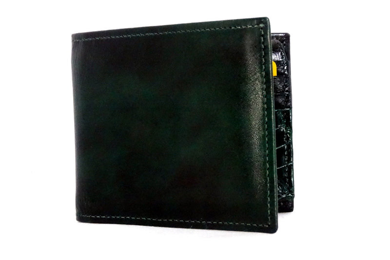 Mason  Emerald green leather men's medium hip wallet front