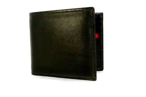 Mason  Olive green leather men's medium hip wallet feature internal front
