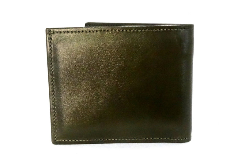 Mason  Olive green leather men's medium hip wallet feature internal back