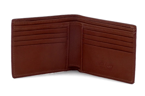Martin  Brown Hair on hide leather men's large hip wallet showing interanl pocket layout