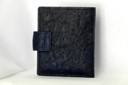 Daniel  Navy blue ostrich chick skin small men's wallet back view