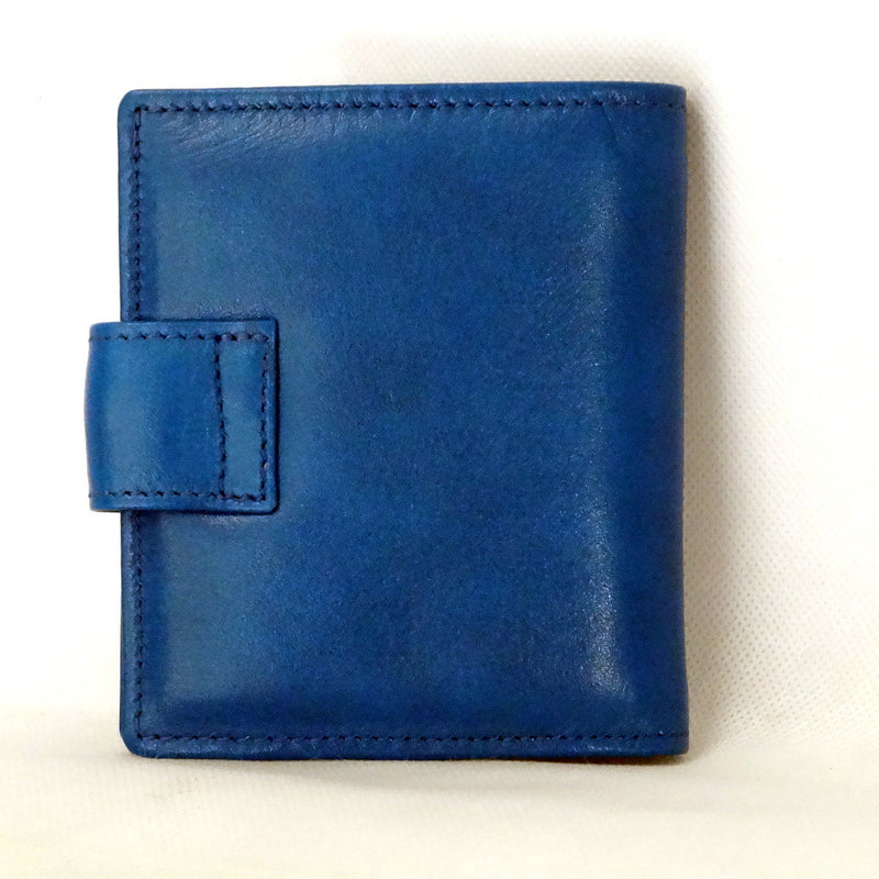 Christine  Blue smooth leather small ladies purse wallet back view