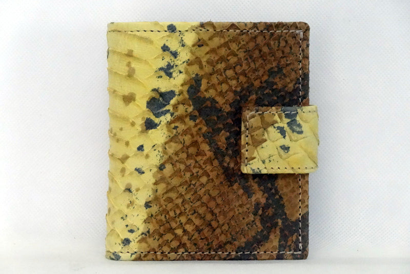 Daniel  Yellow and brown snake print leather small men's wallet front view
