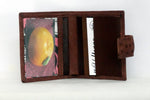 Christine  Brown ostrich small ladies purse wallet picture window credit cards in use