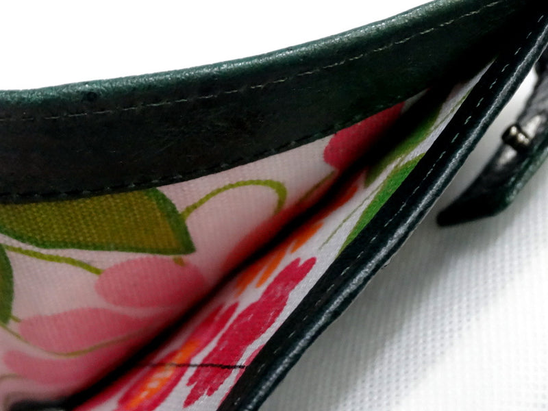 Christine  Green emu skin small ladies purse wallet note pocket fabric