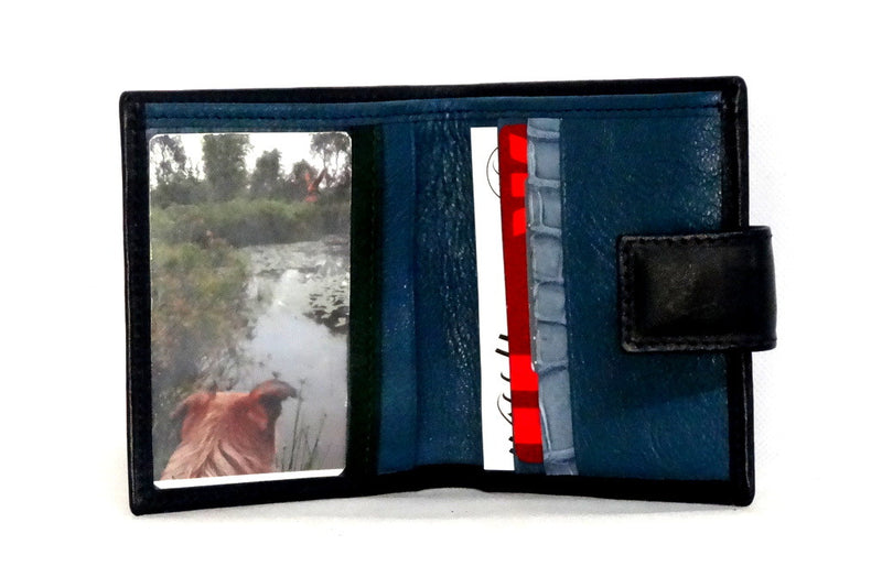 Daniel  Navy blue leather with blue internal small men's wallet picture window