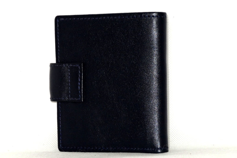 Daniel  Navy blue leather with blue internal small men's wallet back view