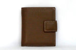 Christine  Nutmeg leather small ladies purse wallet front view tab closure
