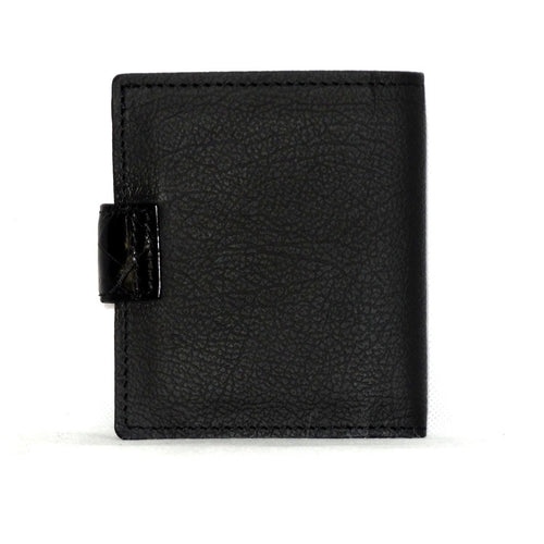Daniel  Charcoal leather with black croc tab small men's wallet back