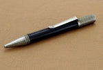 Pen Professor black leather antique silver plating showing degign details