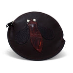 Coin Purse - Round decorated front, black leather back with zip bug