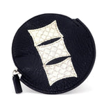 Coin Purse - Round decorated front, black leather back with zip