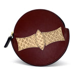 Coin Purse - Round decorated front, black leather back with zip