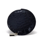 Coin Purse - Round printed leather with zip black foil 