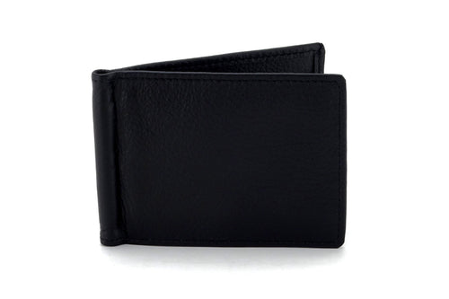 Bill fold - Andrew - Black leather men's wallet front outside view
