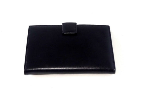 Julie Large ladies clutch purse dark navy smooth finished leather front
