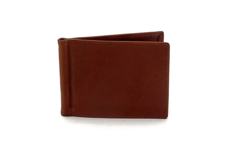 Bill fold - Andrew - Brown leather men's wallet front outside view